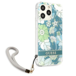 Guess GUHCP13XHFLSN Flower Strap Hardcase for iPhone 13 Pro Max 6,7" / green