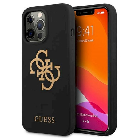 Guess GUHCP13XLS4GGBK Silicone 4G Logo Hard Case for iPhone 13 Pro Max 6.7" / black