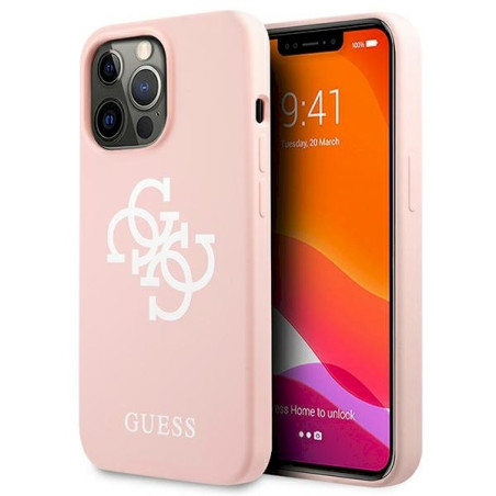 Guess GUHCP13XLS4GWPI Silicone 4G Logo Hard Case for iPhone 13 Pro Max 6,7" / pink