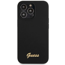 Guess GUHCP13XLSLMGBK Silicone Script Gold Logo Hardcase for iPhone 13 Pro Max 6.7" / black