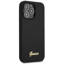Guess GUHCP13XLSLMGBK Silicone Script Gold Logo Hardcase for iPhone 13 Pro Max 6.7" / black