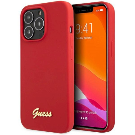 Guess GUHCP13XLSLMGRE Silicone Vintage Gold Logo Hardcase for iPhone 13 Pro Max 6.7" / burgundy