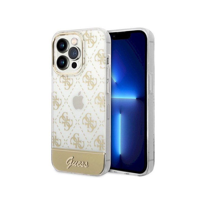 Guess GUHCP14LHG4MHG Hardcase 4G Pattern Script for iPhone 14 Pro 6,1" / gold