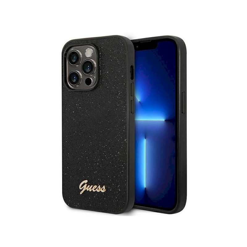 Guess GUHCP14LHGGSHK Glitter Script Hardcase for iPhone 14 Pro 6,1" / black