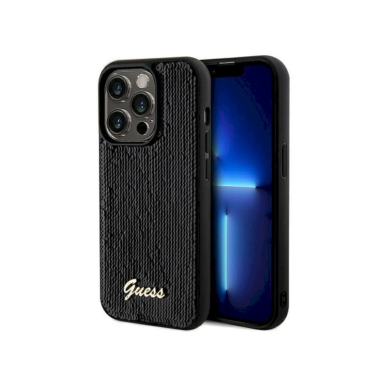 Guess GUHCP14LPSFDGSK Hardcase Sequin Script Metal for iPhone 14 Pro 6.1" / black