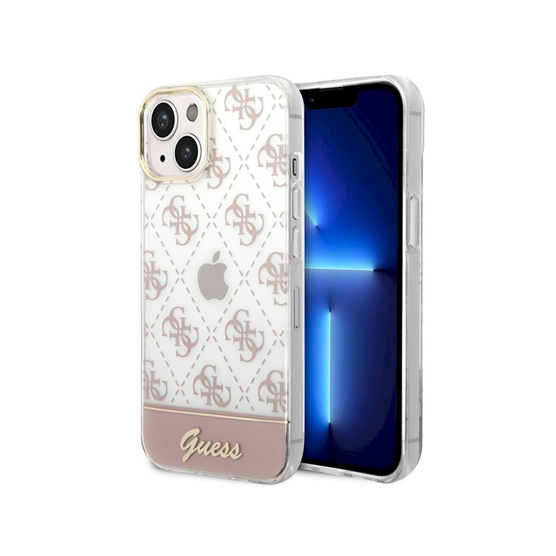 Guess GUHCP14MHG4MHP Hardcase 4G Pattern Script for iPhone 14 Plus / 15 Plus 6.7" / pink