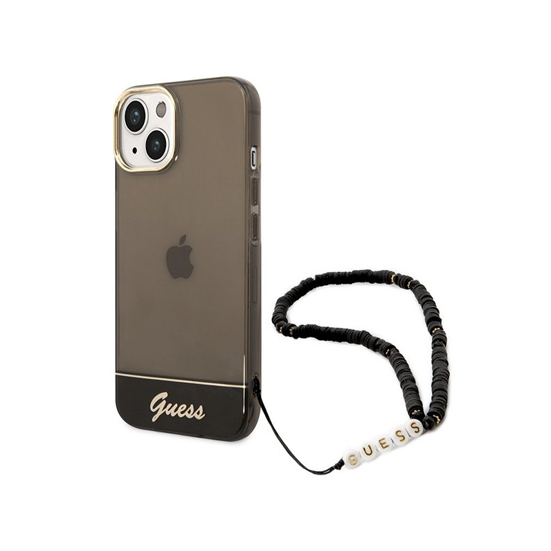 Guess GUHCP14MHGCOHK Hardcase Translucent Pearl Strap for iPhone 14 Plus / 15 Plus 6.7" / black