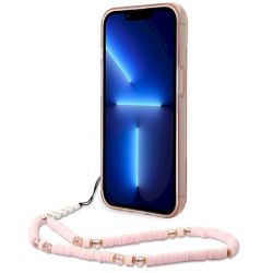 Guess GUHCP14MHGCOHP Translucent Pearl Strap Hardcase for iPhone 14 Plus/15 Plus 6.7" / pink