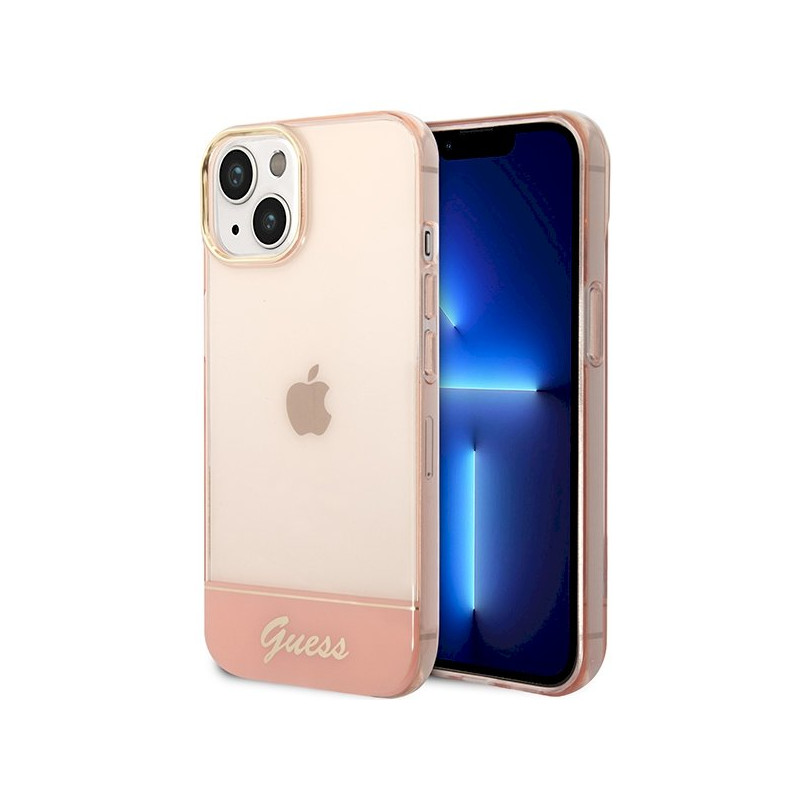 Guess GUHCP14MHGCOP Hardcase Translucent for iPhone 14 Plus / 15 Plus 6.7" / pink