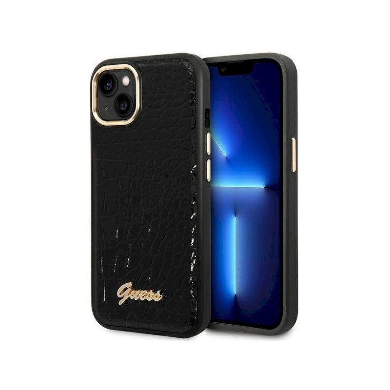 Guess GUHCP14MHGCRHK Croco Collection Hardcase for iPhone 14 Plus / 15 Plus 6.7" / black