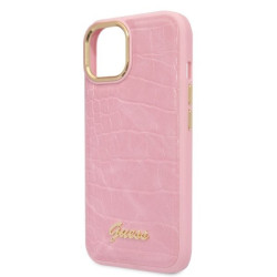 Guess GUHCP14MHGCRHP Croco Collection Hardcase for iPhone 14 Plus / 15 Plus 6.7" / pink