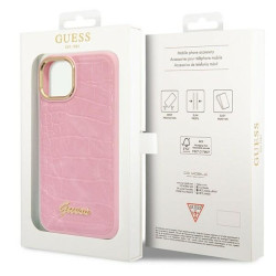 Guess GUHCP14MHGCRHP Croco Collection Hardcase for iPhone 14 Plus / 15 Plus 6.7" / pink