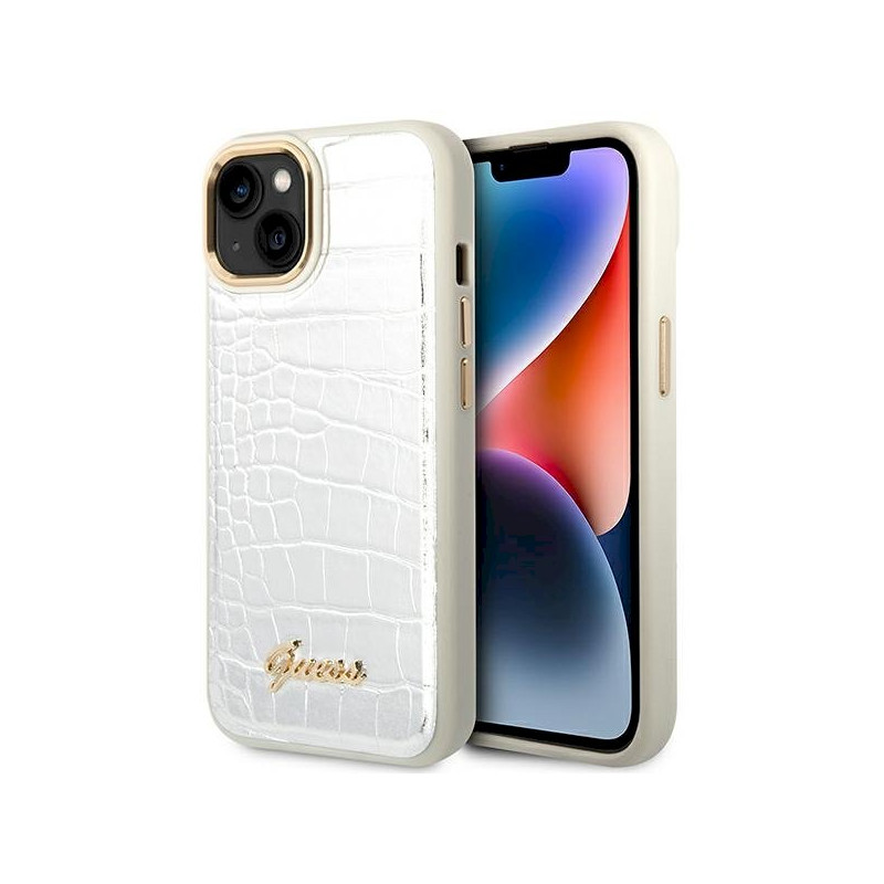 Guess GUHCP14MHGCRHS Croco Collection Hardcase for iPhone 14 Plus / 15 Plus 6.7" / silver