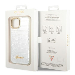 Guess GUHCP14MHGCRHS Croco Collection Hardcase for iPhone 14 Plus / 15 Plus 6.7" / silver