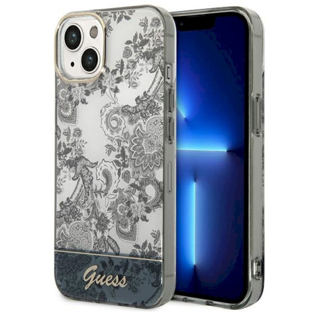 Guess GUHCP14MHGPLHG Porcelain Collection Hardcase for iPhone 14 Plus / 15 Plus 6.7" / grey