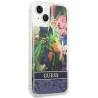 Guess GUHCP14MLFLSB Flower Liquid Glitter Hardcase for iPhone 14 Plus/15 Plus 6.7" / blue