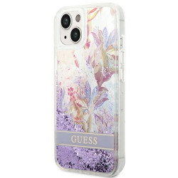 Guess GUHCP14MLFLSU Flower Liquid Glitter Hardcase for iPhone 14 Plus / 15 Plus 6.7" / purple