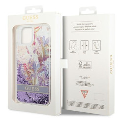 Guess GUHCP14MLFLSU Flower Liquid Glitter Hardcase for iPhone 14 Plus / 15 Plus 6.7" / purple