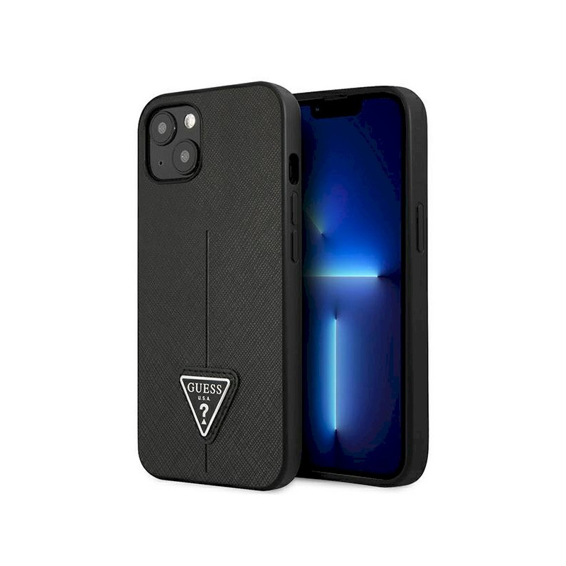 Guess GUHCP14MPSATLK Hardcase Saffiano Triangle Logo for iPhone 14 Plus/15 Plus 6.7" / black
