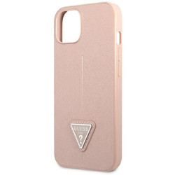 Guess GUHCP14MPSATLP Hardcase Saffiano Triangle Logo for iPhone 14 Plus / 15 Plus 6.7" / pink