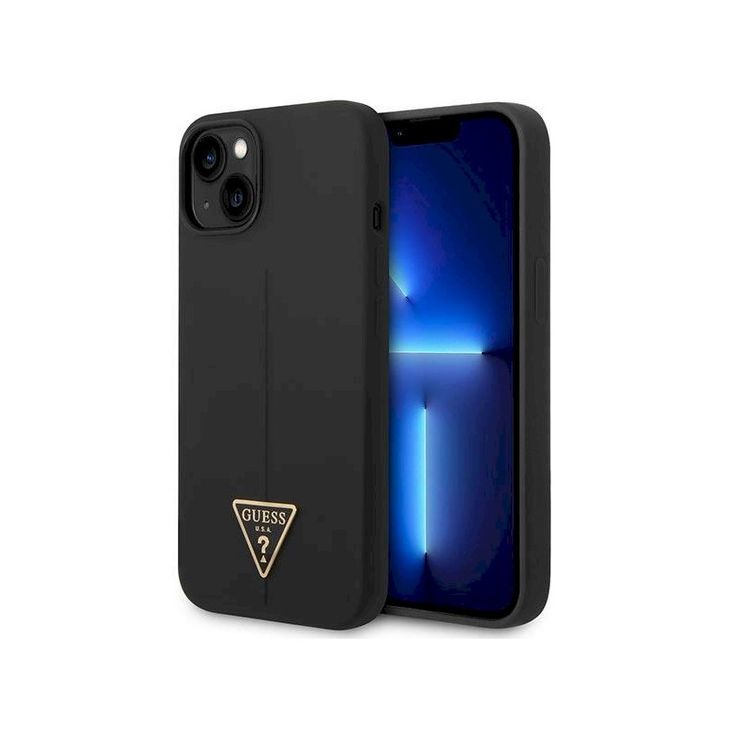 Guess GUHCP14MSLTGK Silicone Triangle Hardcase for iPhone 14 Plus / 15 Plus 6.7" / black
