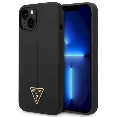 Guess GUHCP14MSLTGK Silicone Triangle Hardcase for iPhone 14 Plus / 15 Plus 6.7" / black