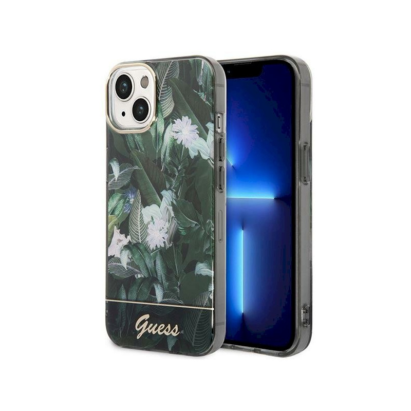 Guess GUHCP14SHGJGHA Jungle Collection Hardcase for iPhone 14 / 15 / 13 6.1" / green