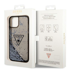 Guess GUHCP14SLFCTPK Liquid Glitter Palm Collection hardcase for iPhone 14 / 15 / 13 6.1" / black