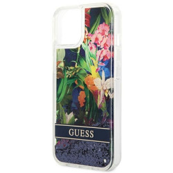 Guess GUHCP14SLFLSB Flower Liquid Glitter Hardcase for iPhone 14 / 15 / 13 6.1" / blue