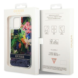 Guess GUHCP14SLFLSB Flower Liquid Glitter Hardcase for iPhone 14 / 15 / 13 6.1" / blue
