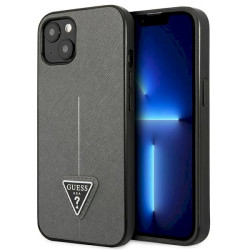Guess GUHCP14SPSATLG Saffiano Triangle Logo Hardcase for iPhone 13/14/15 6.1" / silver