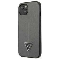 Guess GUHCP14SPSATLG Saffiano Triangle Logo Hardcase for iPhone 13/14/15 6.1" / silver