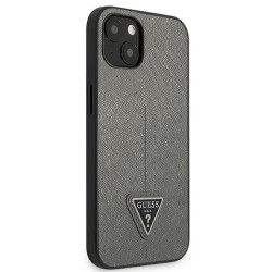 Guess GUHCP14SPSATLG Saffiano Triangle Logo Hardcase for iPhone 13/14/15 6.1" / silver
