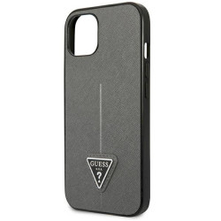 Guess GUHCP14SPSATLG Saffiano Triangle Logo Hardcase for iPhone 13/14/15 6.1" / silver