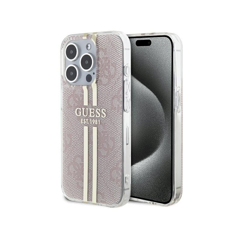 Guess GUHCP14XH4PSEGP iPhone 14 Pro Max 6.7" pink hardcase IML 4G Gold Stripe