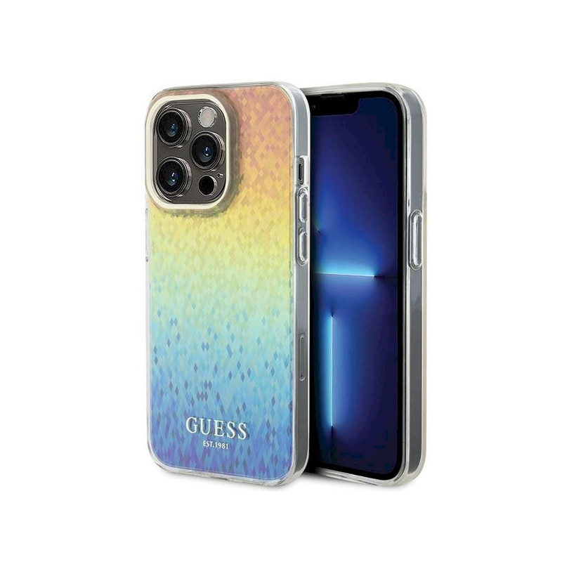Guess GUHCP14XHDECMI IML Faceted Mirror Disco Iridescen Case for iPhone 14 Pro Max 6.7"