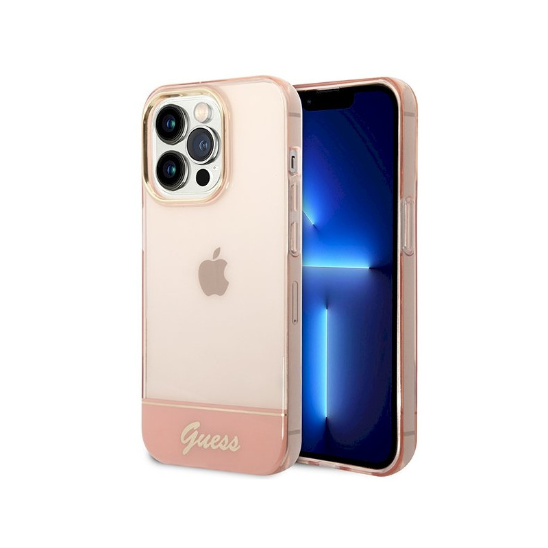 Guess GUHCP14XHGCOP Hardcase for iPhone 14 Pro Max 6,7" / pink translucent