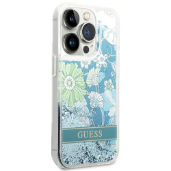 Guess GUHCP14XLFLSN Flower Liquid Glitter Hardcase for iPhone 14 Pro Max 6,7" / green