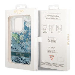 Guess GUHCP14XLFLSN Flower Liquid Glitter Hardcase for iPhone 14 Pro Max 6,7" / green