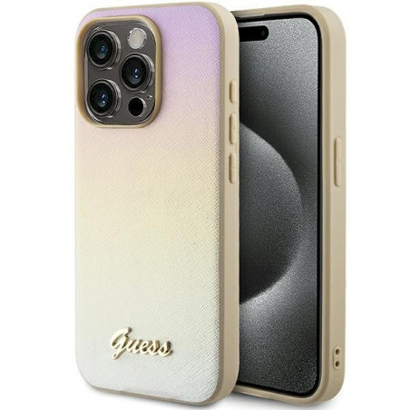 Guess GUHCP14XPSAIRSD Saffiano Iridescent Script Hardcase for iPhone 14 Pro Max 6.7" / gold