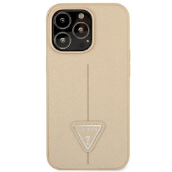 Guess GUHCP14XPSATLE Saffiano Triangle Logo Hardcase for iPhone 14 Pro Max 6,7" / beige