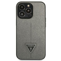 Guess GUHCP14XPSATLG Saffiano Triangle Logo Hardcase for iPhone 14 Pro Max 6,7" / silver