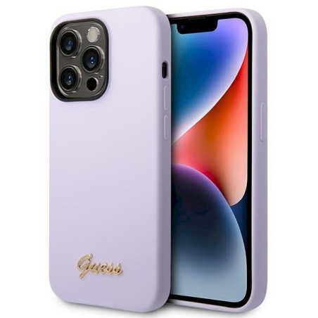 Guess GUHCP14XSLSMU Silicone Vintage Gold Logo Hardcase for iPhone 14 Pro Max 6,7" / purple