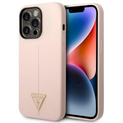 Guess GUHCP14XSLTGP Silicone Triangle Hardcase for iPhone 14 Pro Max 6,7" / pink