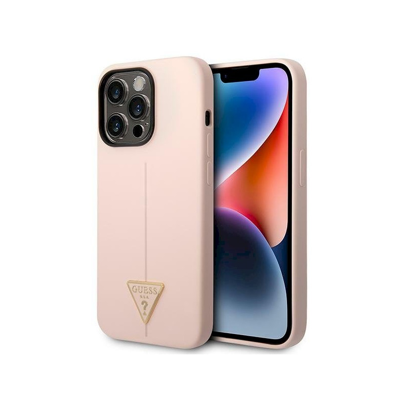 Guess GUHCP14XSLTGP Silicone Triangle Hardcase for iPhone 14 Pro Max 6,7" / pink