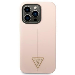 Guess GUHCP14XSLTGP Silicone Triangle Hardcase for iPhone 14 Pro Max 6,7" / pink