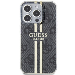 Guess GUHCP15LH4PSEGK Hardcase IML 4G Gold Stripe for iPhone 15 Pro 6.1" / black
