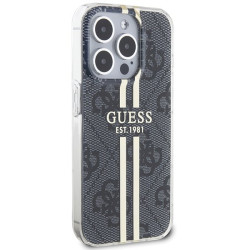Guess GUHCP15LH4PSEGK Hardcase IML 4G Gold Stripe for iPhone 15 Pro 6.1" / black