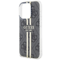Guess GUHCP15LH4PSEGK Hardcase IML 4G Gold Stripe for iPhone 15 Pro 6.1" / black