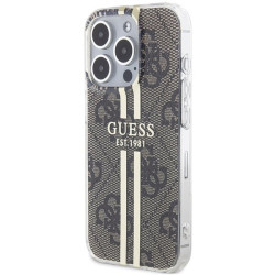 Guess GUHCP15LH4PSEGW Hardcase IML 4G Gold Stripe for iPhone 15 Pro 6.1" / brown
